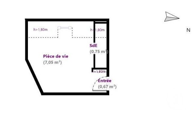 Chambre &agrave; vendre - 1 pi&egrave;ce - 8,67 m2 - Paris - 75003 - ILE-DE-FRANCE